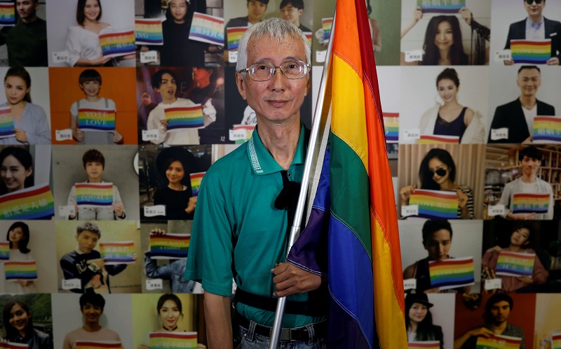 Chi Chia-wei, 59, a gay rights activist, one of the petitioners who has brought the case to the constitutional court, poses after an interview in Taipei May 16, 2017. u00e2u20acu201d Reuters pic