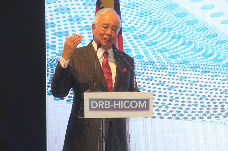 Prime Minister Datuk Seri Najib Razak delivers his speech before the signing ceremony between DRB-Hicom Bhd and Zhejiang Geely in Kuala Lumpur June 23, 2017. u00e2u20acu201d Picture by Choo Choy May