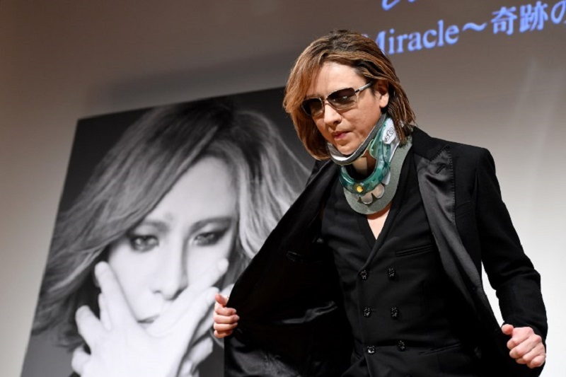 Yoshiki from the Japanese band X Japan wears a neck brace while attending a press conference for his world tour concert in Tokyo June 20, 2017. u00e2u20acu201d AFP pic