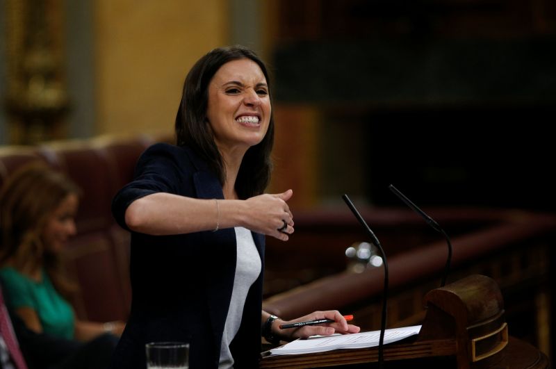 Podemos spokeswoman Irene Montero speaks during a motion of no confidence debate in parliament in Madrid June 13, 2017. u00e2u20acu201d Reuters picnn