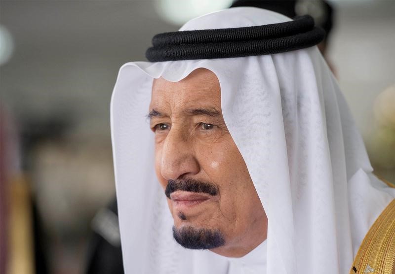 Saudi Arabiau00e2u20acu2122s King Salman bin Abdulaziz Al Saud stands during a reception ceremony for UK Prime Minister Theresa May in Riyadh April 5, 2017. u00e2u20acu201d Reuters pic