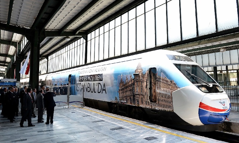 Maiden voyage of Ankara - Istanbul high-speed rail service in July, 2014. /AFP photo