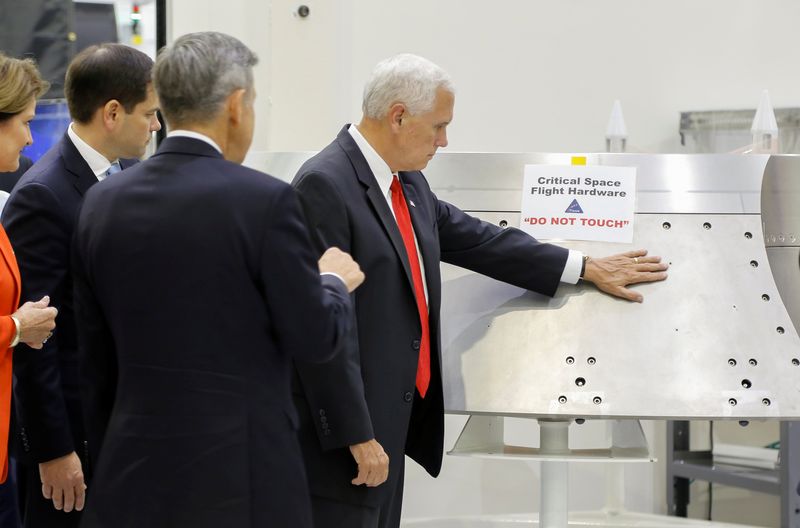 US Vice President Mike Pence touches a piece of hardware with a warning label u00e2u20acu02dcDo Not Touchu00e2u20acu2122 next to Kennedy Space Center Director Robert Cabana during a tour of the Operations and Checkout Building in Florida July 6, 2017. u00e2u20acu201d Reuters pic