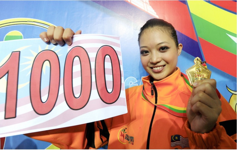 潘依嫣在2013年缅甸东运会以一鸣惊人的表现夺下女子枪术金牌，也是大马在此赛会的第1000金。-马新社档案照-