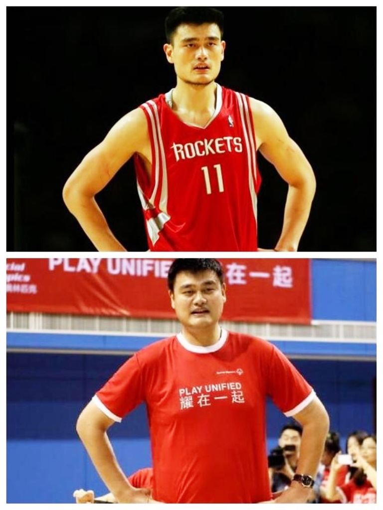 有球迷认为球员退役后都很容易发胖，就连姚明也一样。-摘自网络-