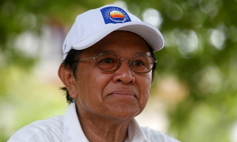 FILE PHOTO: Cambodia's opposition leader and President of the Cambodia National Rescue Party (CNRP) Kem Sokha talks during an interview with Reuters in Prey Veng province, Cambodia May 28, 2017. REUTERS/Samrang Pring/File Photo