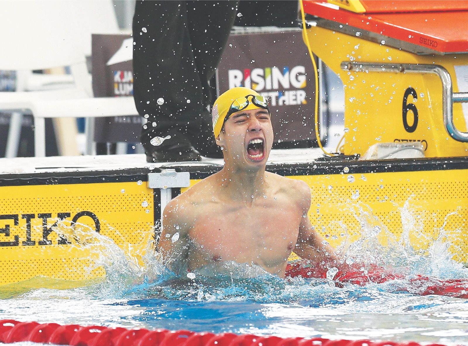 Anas Zul Amirul Sidi celebrates after winning the 100m Freestyle S14 menu00e2u20acu2122s event. u00e2u20acu2022 Picture by Razak Ghazali and Mukhriz Hazim