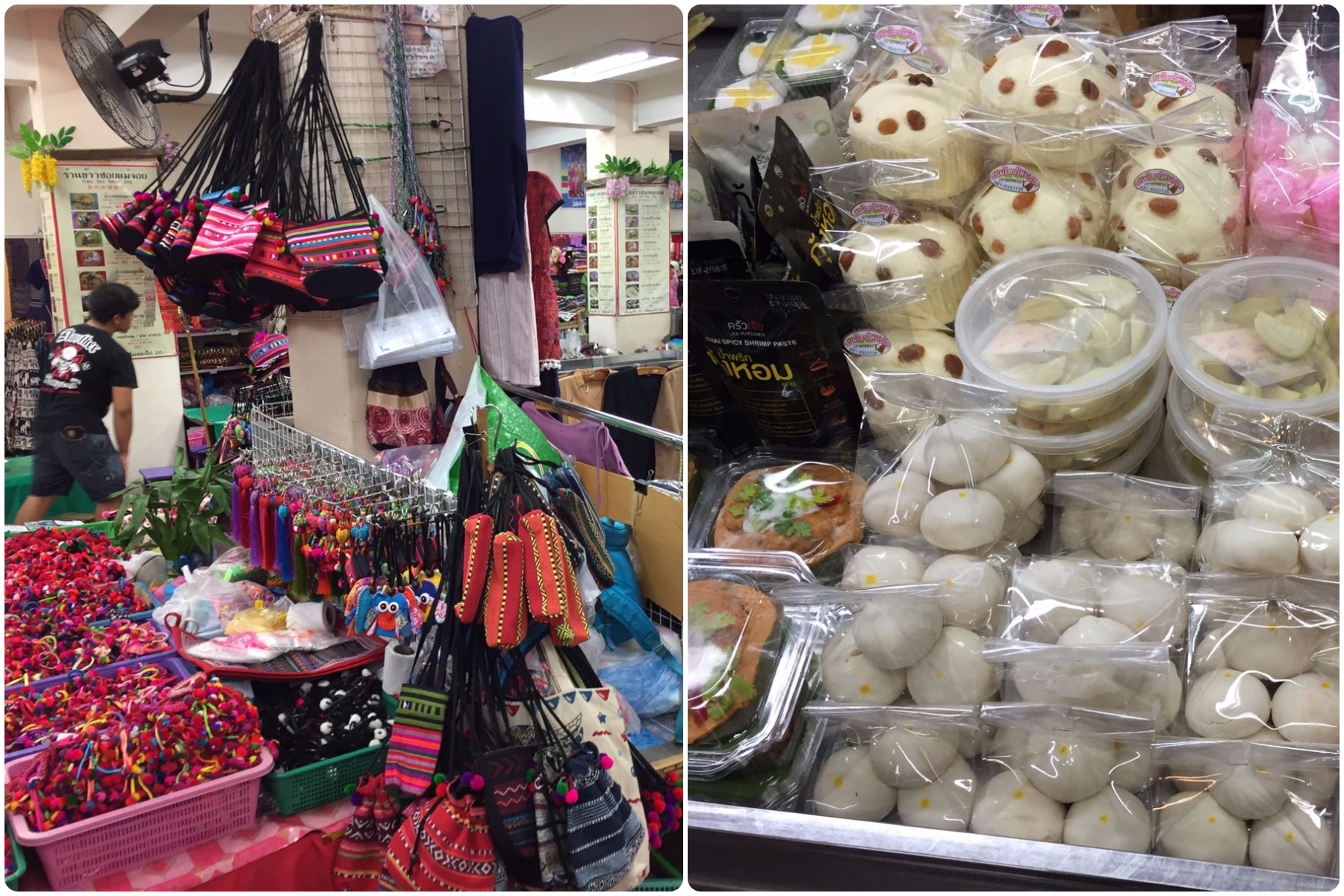 到清迈的瓦洛洛市场可以看到很多当地的土产、手工缝制包包和泰国传统糕点出售。-Jason Tay摄-