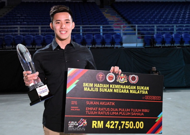 沈威胜在东运会游泳赛项摘双金并刷下两项赛会纪录，表现亮眼。-马新社-