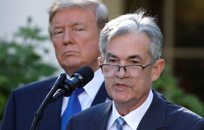 US President Donald Trump looks on asu00c2u00a0Jeromeu00c2u00a0Powell, his nominee to become chairman of the US Federal Reserve, speaks at the White House in Washington November 2, 2017.u00c2u00a0u00e2u20acu201d Reuters pic