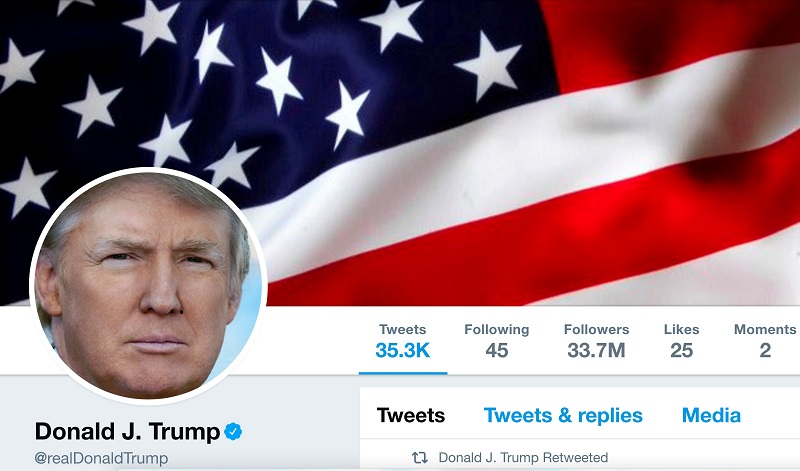 The masthead of US President Donald Trumpu00e2u20acu2122s @realDonaldTrump Twitter account is seen on July 11, 2017. u00e2u20acu201d Reuters pic