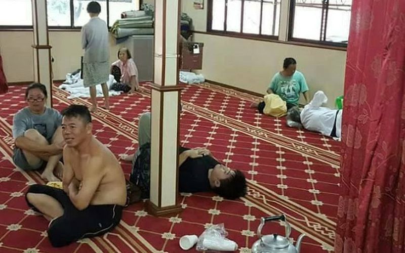 In this photo shared via social media, a surau in George Town has been providing shelter for non-Muslim flood victims, since floods submerged at least 80 per cent of the Penang island.