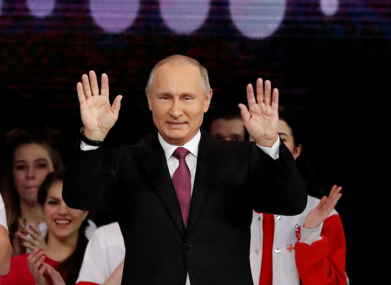 Russian President Vladimir Putin greets the audience at the congress of volunteers in Moscow December 6, 2017. u00e2u20acu201d Reuters pic