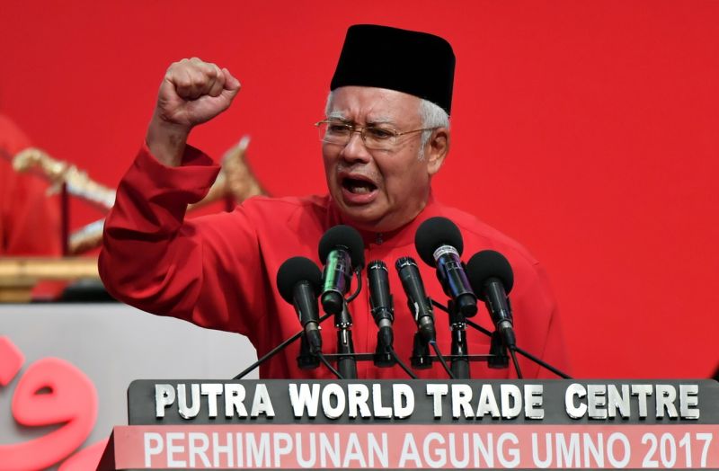 Datuk Seri Najib Razak speaks during the 71st Umno General Assembly at the Putra World Trade Centre, December 7, 2017. u00e2u20acu2022 Bernama pic