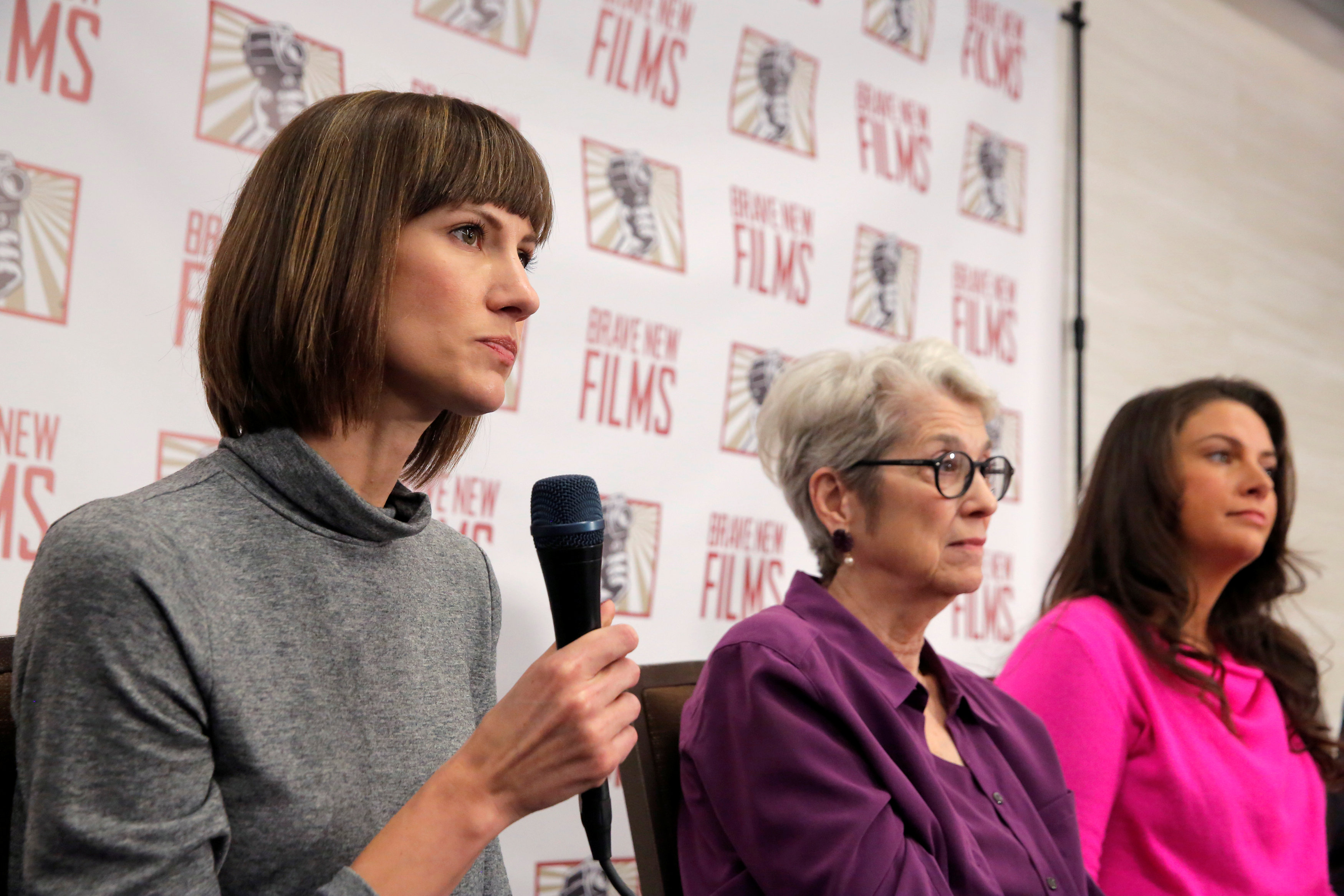 (From left) Rachel Crooks, Jessica Leeds and Samantha Holvey attend a news conference  in Manhattan, New York, December 11, 2017. u00e2u20acu201d Reuters pic