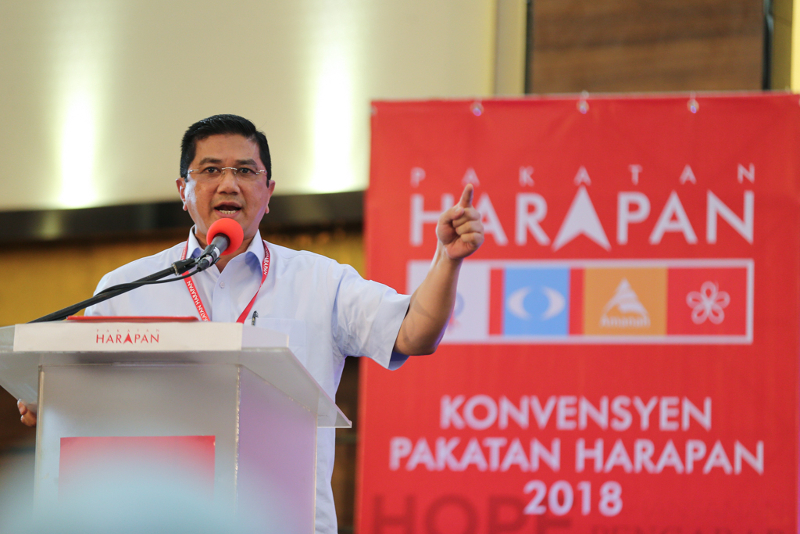 Datuk Seri Azmin Ali speaks during the Pakatan Harapan convention in Shah Alam January 7, 2018. u00e2u20acu201d Picture by Ahmad Zamzahuri