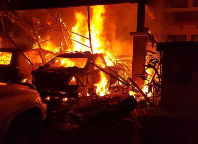 A fire occurred at the family home of Customs and Excise senior assistant director in charge of the Goods and Services Tax Nor Azman Mat Jini in Presint 11 this morning. u00e2u20acu2022 Picture courtesy of Putrajaya Fire and Rescue Department