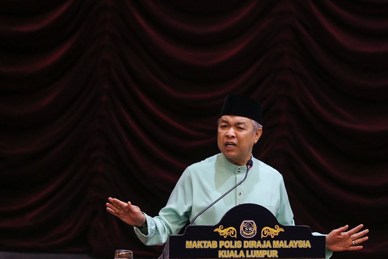Datuk Seri Ahmad Zahid Hamidi speaking during signing ceremony of the Police and Fire and Rescue Department MoU in Kuala Lumpur January 26, 2018. u00e2u20acu201d Picture by Azneal Ishak