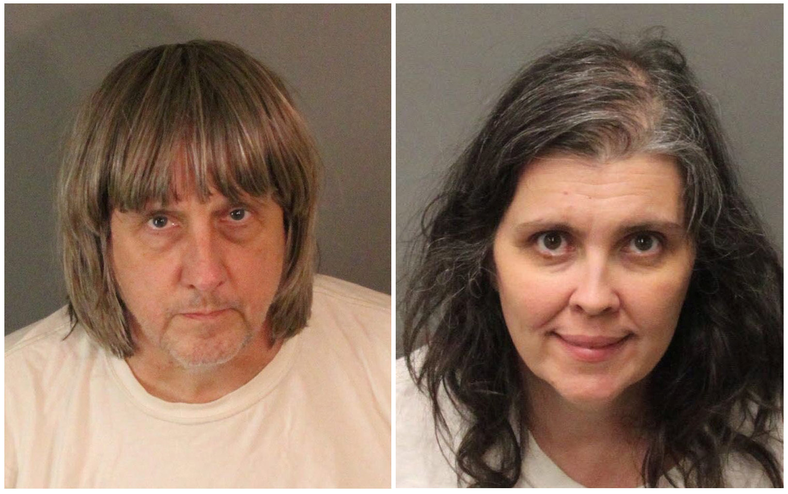 A combination photo of David Allen Turpin and Louise Ann Turpin as they appear in booking photos provided by the Riverside County Sheriff's Department in Riverside County, California, January 15, 2018. u00e2u20acu201d Reuters pic