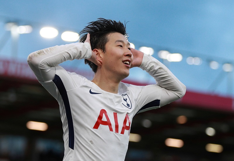  Tottenham's Son Heung-min celebrates scoring their third goal at the Vitality Stadium in Bournemouth March 11, 2018. u00e2u20acu201d Reuters pic