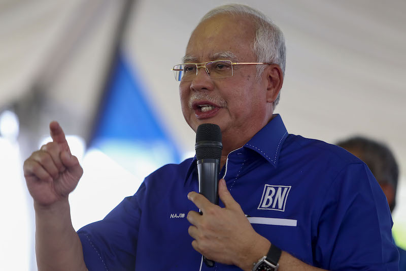 Prime Minister Datuk Seri Najib Razak speaks before the launch of the Bukit Katil Barisan Nasional (BN) Election Machinery in Bukit Katil, Melaka March 20, 2018. u00e2u20acu201d Picture by Yusof Mat Isa