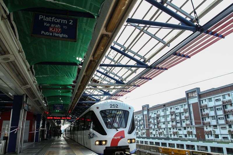 The Kelana Jaya LRT station has been temporarily closed after heavy rains and strong winds blew off its roof yesterday, March 4, 2018. u00e2u20acu2022 Picture by Miera Zulyana