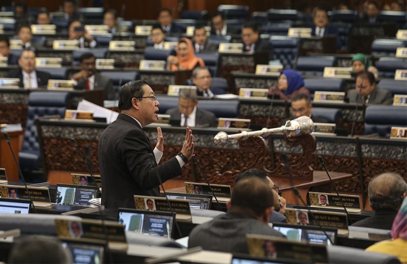 Lim Guan Eng debates on the Election Commissionu00e2u20acu2122s (EC) report on the redrawing of electoral boundaries at Parliament in Kuala Lumpur March 28, 2018. u00e2u20acu2022 Picture by Azneal Ishak