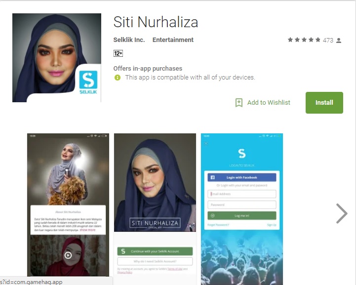 拿督西蒂的个人手机应用程式，已经可以从Google Playstore 和Apple App Store免费下载。-网页截屏-