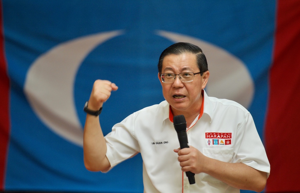 Lim Guan Eng gestures during his speech in Bukit Mertajam May 6, 2018. u00e2u20acu201d Picture by KE Ooi
