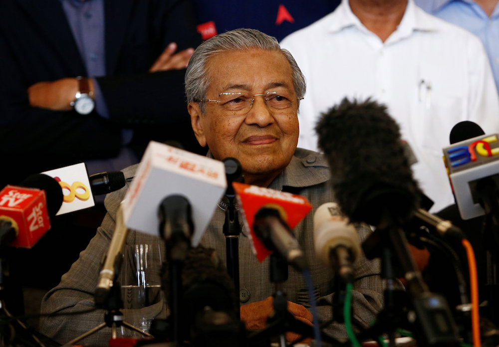 Tun Dr Mahathir Mohamad speaks during a news conference following the general election in Petaling Jaya May 10, 2018. u00e2u20acu201d Reuters pic
