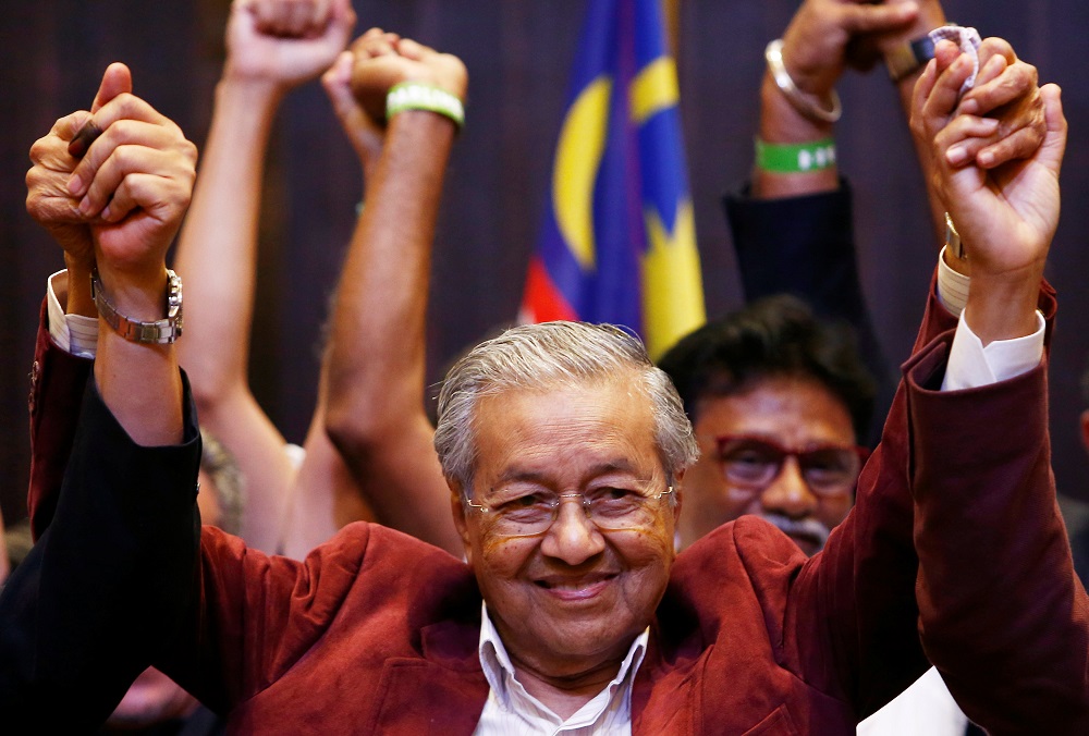 Tun Dr Mahathir Mohamad reacts during a news conference in Petaling Jaya May 10, 2018.  u00e2u20acu201d Reuters pic