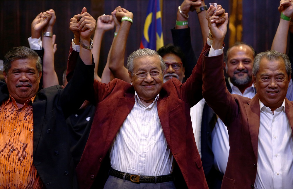 Tun Dr Mahathir Mohamad reacts during a news conference in Petaling Jaya May 10, 2018.  u00e2u20acu201d Reuters pic