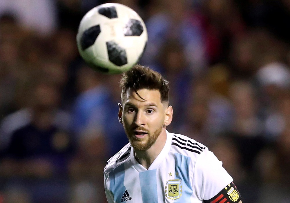 Argentinau00e2u20acu2122s Lionel Messi in action during the World Cup friendly against Haiti in Buenos Aires May 29, 2018. u00e2u20acu201d Reuters pic