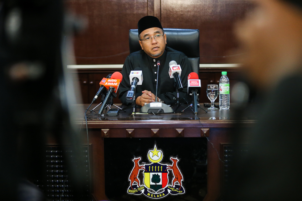 Melaka Chief Minister Adly Zahari gives his maiden press conference at Seri Negeri Ayer Keroh in Melaka May 11, 2018. u00e2u20acu201d Picture by Ahmad Zamzahurin