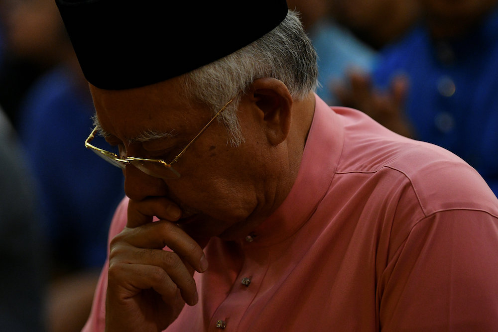 Former prime minister Datuk Seri Najib Razak attends Umno 72th anniversary celebrations in Kuala Lumpur May 11, 2018. u00e2u20acu201d Reuters pic
