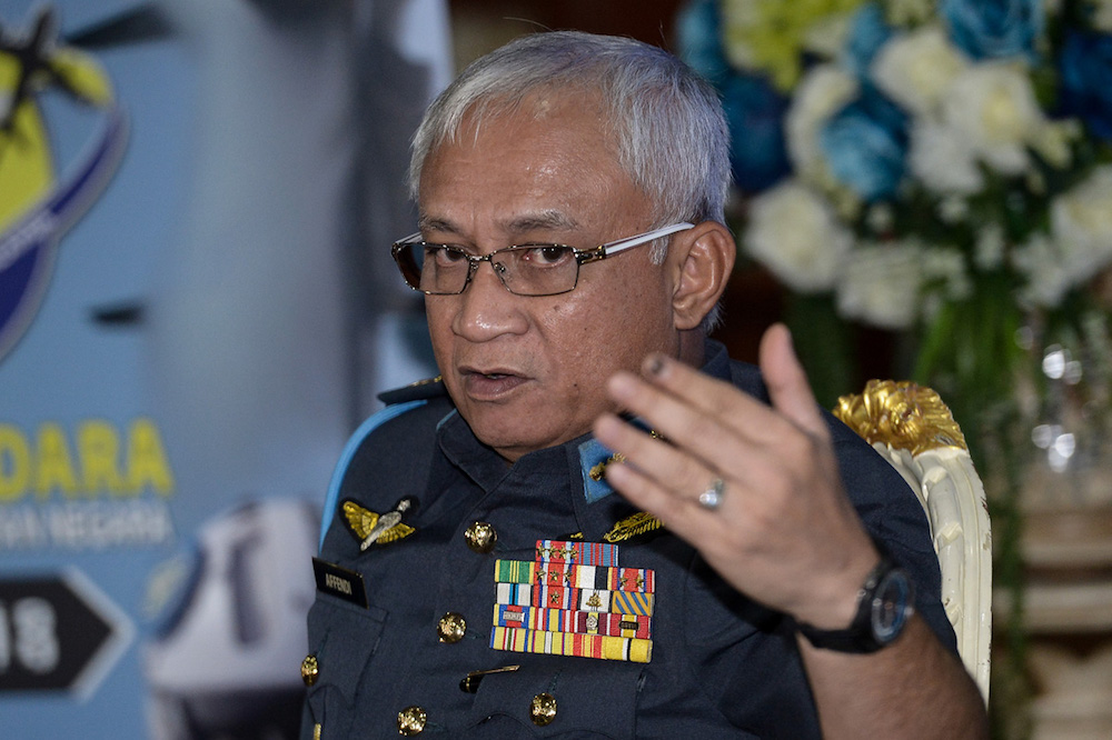 Royal Malaysia Air Force (RMAF) chief Gen Tan Sri Affendi Buang speaks during a press conference for the 60th RMAF Day at Subang Air Base on May 30, 2018. u00e2u20acu201d Picture by Mukhriz Hazim
