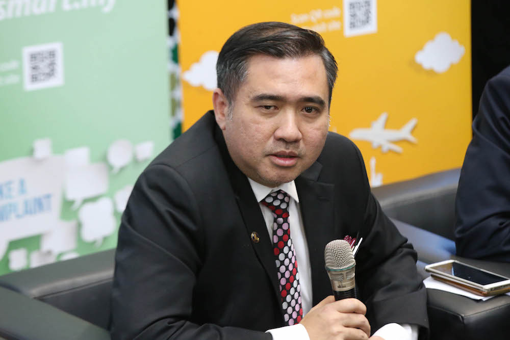 Minister of Transport Anthony Loke speaks to the media after launching Mavcomu00e2u20acu2122s FlySmart consumer rights at KLIA, Sepang June 28, 2018. u00e2u20acu201d Picture by Azinuddin Ghazali 