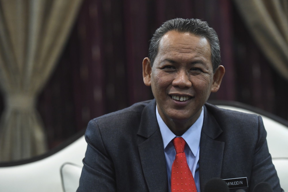 Negri Sembilan Mentri Besar Aminuddin Harun speaks to Bernama in Seremban June 13, 2018. u00e2u20acu201d Bernama pic