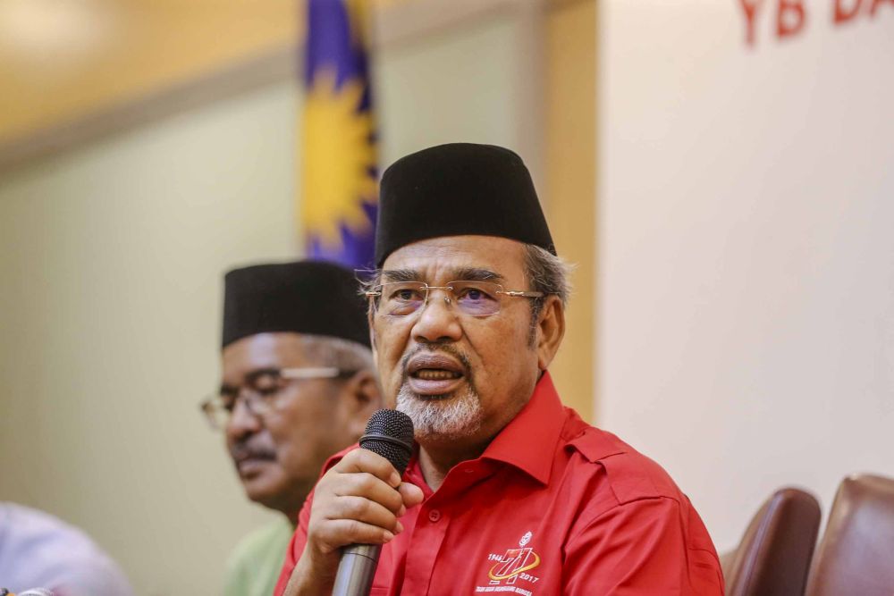 Umno Supreme Council member Datuk Seri Tajuddin Abdul Rahman speaks during press conference at the Putra World Trade Centre June 3, 2018.u00e2u20acu2022 Picture by Firdaus Latif