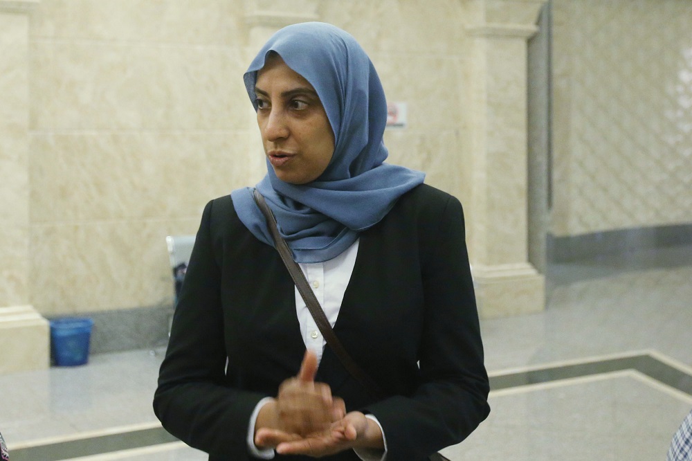 Lawyer Latheefa Koya, who is representing lawyer N. Surendran in his constitutional challenge against the Sedition Act, speaks to reporters in Putrajaya July 13, 2018. u00e2u20acu201d  Picture by Azinuddin Ghazali