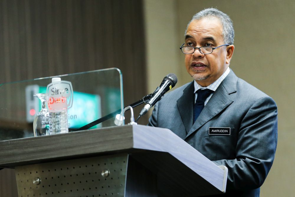 Deputy Finance Minister Datuk Ir Amiruddin Hamzah delivers a speech July 26, 2018. u00e2u20acu201d Picture by Ahmad Zamzahuri