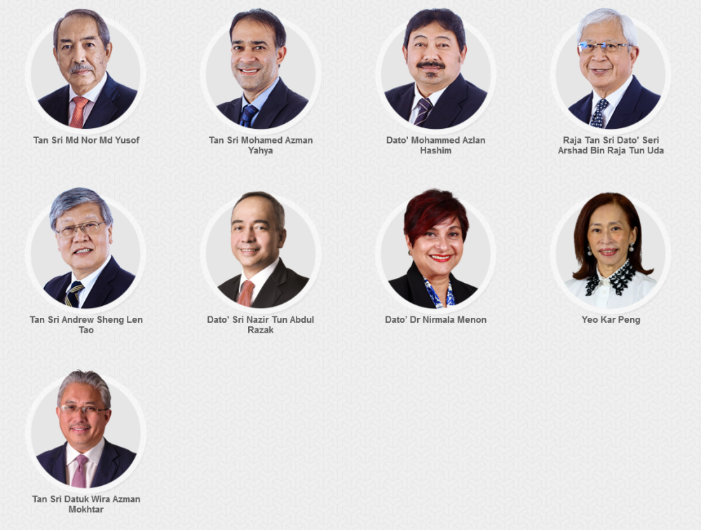 Khazanah’s website still lists the following as board members. — Picture via Khazanah