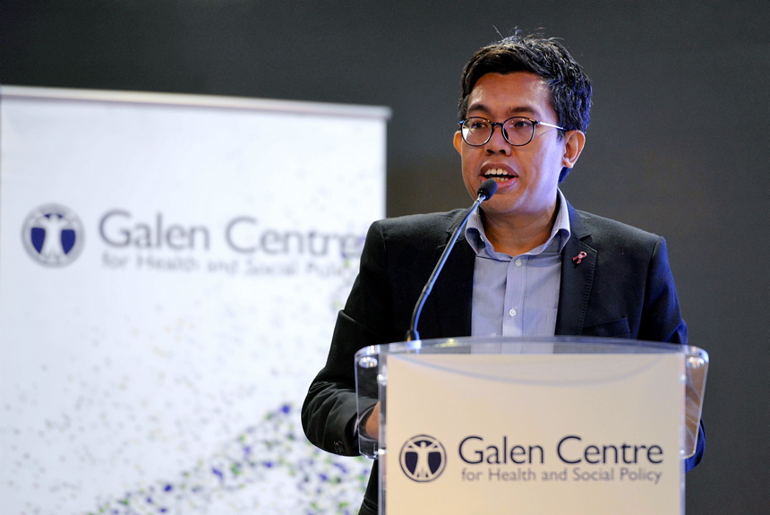 CEO of Galen Centre for Health and Social Policy Azrul Mohd Khalib delivers a speech during a forum in Kuala Lumpur August 1, 2018. u00e2u20acu201d Picture by Ham Abu Bakar