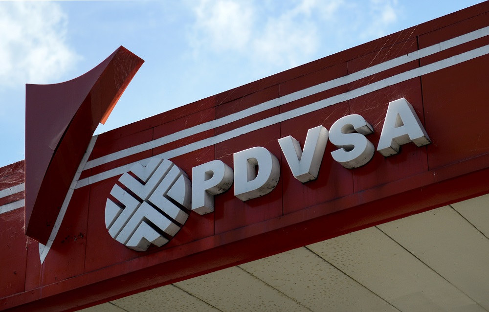 This file photo taken on November 14, 2017, shows the logo of Venezuelan state-owned oil company PDVSA at a gas station in Caracas. u00e2u20acu201d AFP pic 