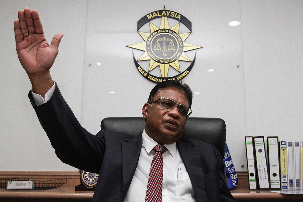 Malaysian Bar President George Varughese during a special interview with Malay Mail at the Bar Council in Kuala Lumpur on August 7, 2018. u00e2u20acu201d Picture by Miera Zulyana