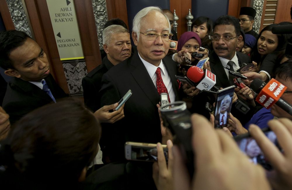 Datuk Seri Najib Razak speaks to reporters at Parliament in Kuala Lumpur August 7, 2018. u00e2u20acu2022 Picture by Hari Anggaran