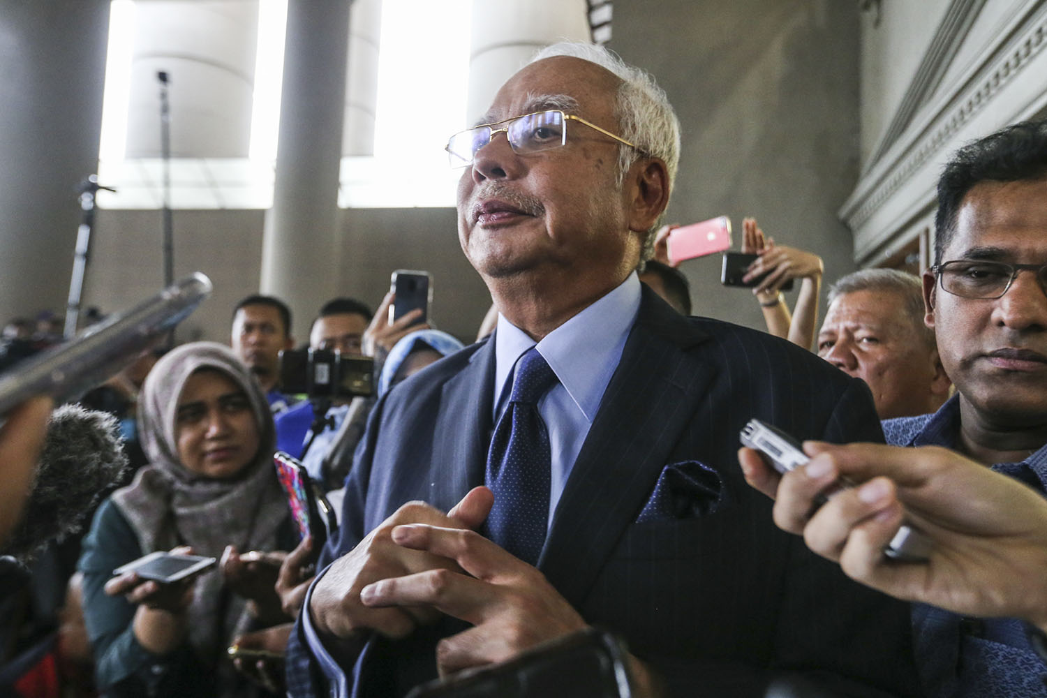 Former prime minister Datuk Seri Najib Razak speaks to reporters at the Kuala Lumpur Court Complex September 20, 2018. u00e2u20acu201d Picture by Hari Anggara