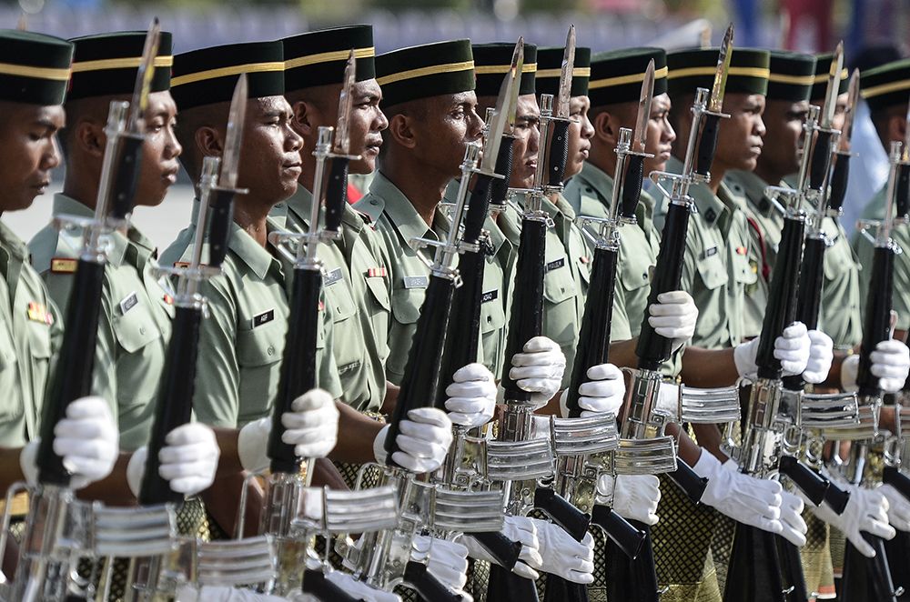 Members of the Malaysian Armed Forces take part in a rehearsal for the upcoming celebration of the Yang di-Pertuan Agong Sultan Muhammad Vu00e2u20acu2122s birthday at Dataran Pahlawan Negara , Putrajaya September 11, 2018. u00e2u20acu201d Picture by Miera Zulyana