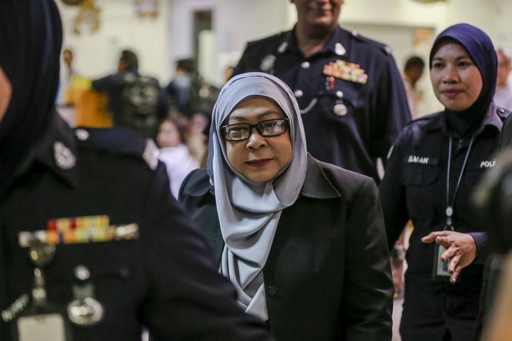 Former Malaysian External Intelligence Organisation chief Datuk Hasanah Abdul Hamid is pictured at the Kuala Lumpur High Court October 25, 2018. u00e2u20acu201d Picture by Firdaus Latif
