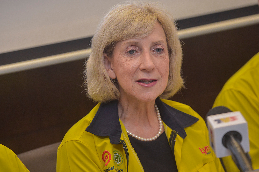 Lynas CEO and managing director Amanda Lacaze speaks during a press a conference in Kuala Lumpur October 2, 2018. u00e2u20acu201d Picture by Mukhriz Hazimn